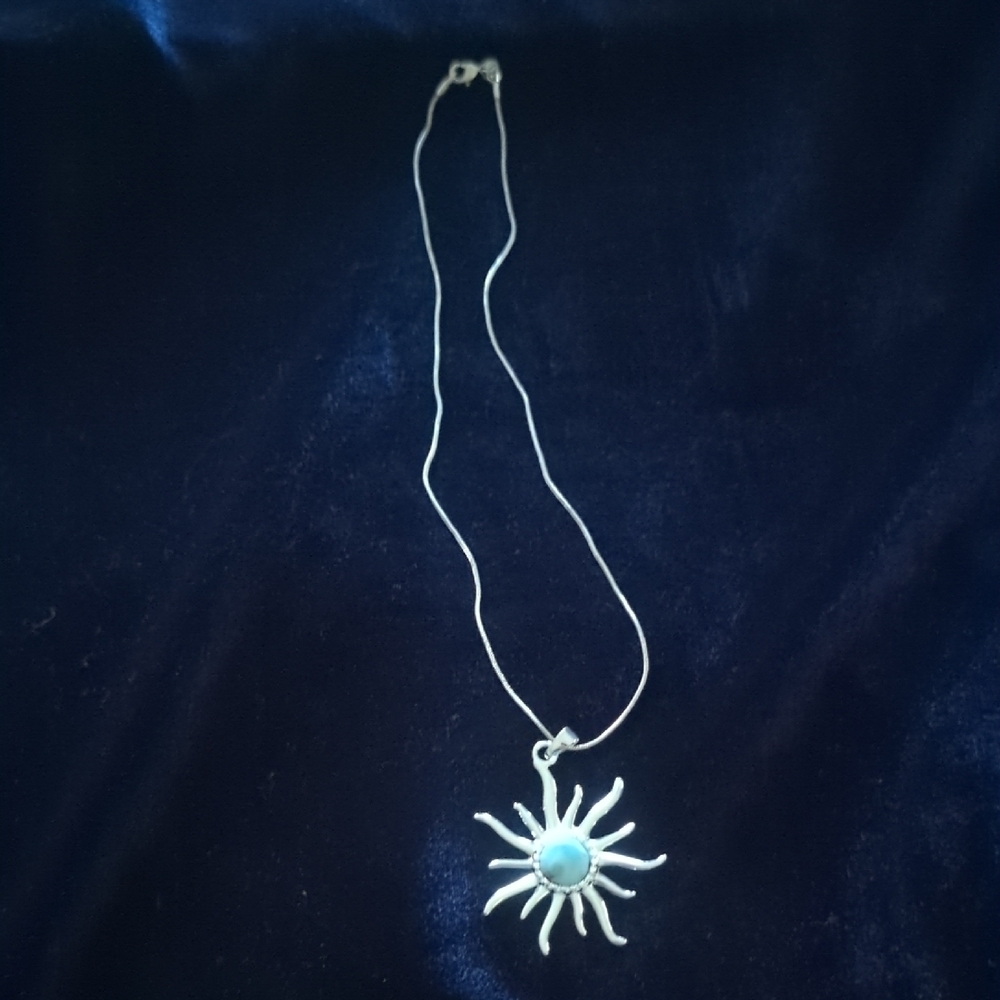 Silver Sunburst Pendant Necklace